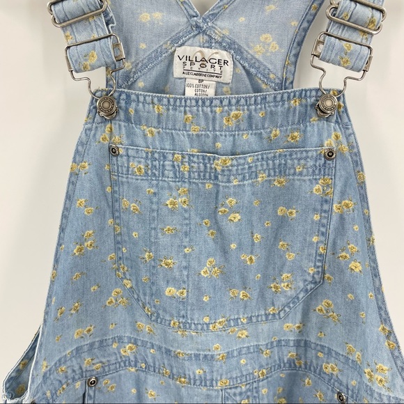 Vintage 90s Y2K Floral Shortalls 8P - Picture 2 of 8
